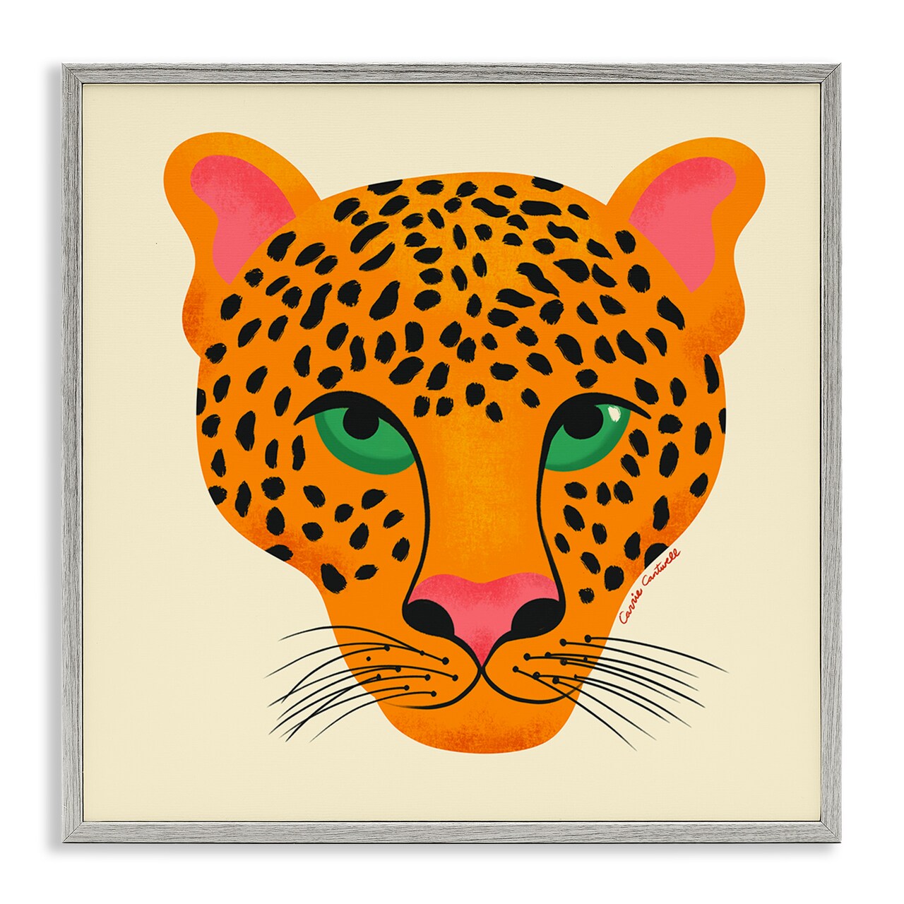 Stupell Industries Modern Leopard Wildlife Face Framed Giclee Design by Carrie Cantwell